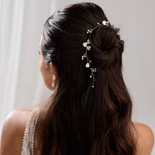 pearl sprigs wedding hair vine gold