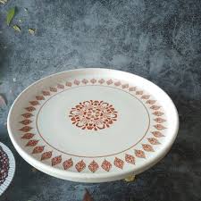 Red Handpainted Ceramic Cake Stand With