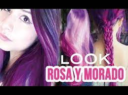 cabello morado y rosa look degradado