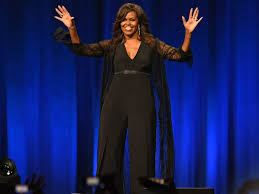 Michelle obama attended the latest stop on her 'becoming' book tour wearing a pink embellished stine goya suit and $16,250 diamond for the first stop on the european leg of her book tour, the former flotus, 55, arrived at the royal arena in copenhagen, denmark, wearing a millennial pink. All The Best Looks Michelle Obama Wore During Her Book Tour