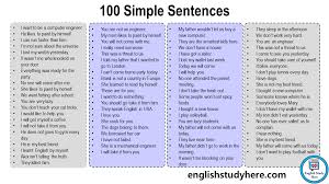100 exle of simple sentence