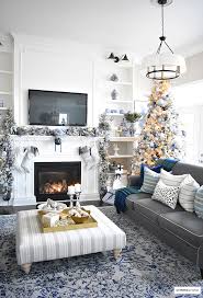 I wanted it to be that soft silvery, calming pale blue paint color i'm seeing all over the place. Blue And White Christmas Living Room Citrineliving