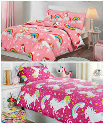 unicorn kids girls pink single duvet