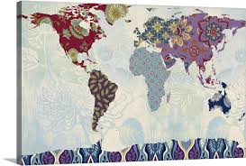 Patchwork World Map Wall Art Canvas