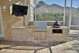 Outdoor Kitchen With Extended Roof And