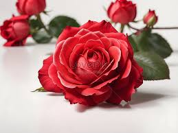 rose red flower on white background