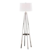 Table lamps at lowes are a great choice to add aesthetic to a space while providing task and ambient lighting. Cascadia Perkins Nickel Mid Century Modern Floor Lamp Drum Shade Lowe S Canada