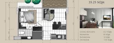 layout 1 bedroom suite 35 25 sqm