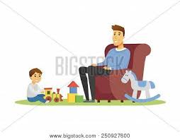The pantomime comic depicts a plump, balding father and his son grappling with various everyday situations. Father Son Cartoon Vector Photo Free Trial Bigstock