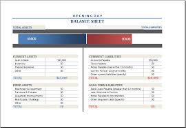 Opening Day Balance Sheet Template For Excel Excel Templates