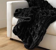 pottery barn faux fur ruched throw