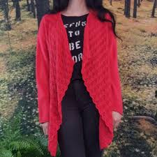 Bright Red Chicos Red Cardigan This Knit Sweater Depop