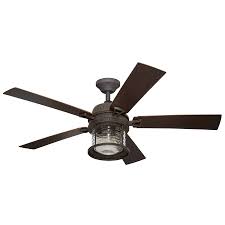 Allen Roth Stonecroft 52 In Rust Led Indoor Outdoor Ceiling Fan With Remote 5 Blade In The Ceiling Fans Department At Lowes Com