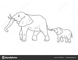 gajah dan bayi gajah pewarnaan halaman