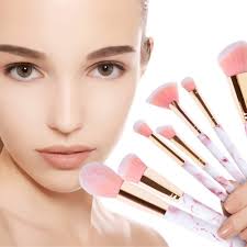 pink marble makeup brush set