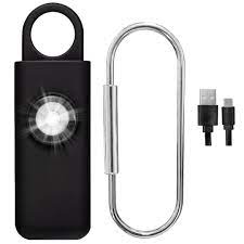 Amazon.com: 原創自衛警笛個人安全警報器適用於女性男性兒童老年人- SOS LED 閃光燈- 航空旅行 TSA 友好-  緊急安全鑰匙圈裝置口袋尺寸- 黑色可充電: