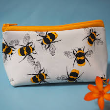 bees small leather makeup bag by o