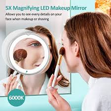5x magnifying shaving mirror with light