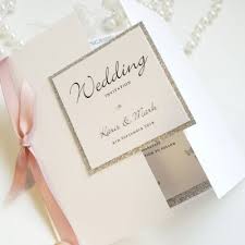 Dusky Pink And Silver Glitter Theme Gate Fold Style Wedding Invitations With A Butterfly Theme