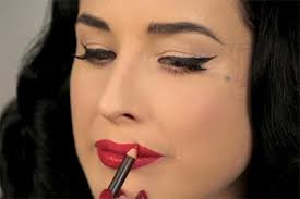 dita von teese red lip video allure