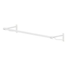 white wall mounted clothes hanging rail