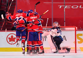 Les canadiens de montréal) (officially le club de hockey canadien and colloquially known as the habs) are a professional ice hockey team based in montreal. Canadiens Rout Jets Lead Nhl Playoff Series 3 0