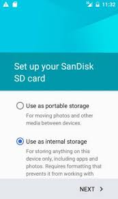sd cards as internal storage