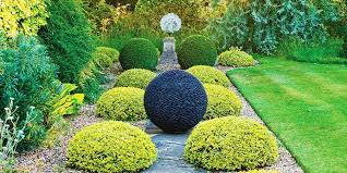 garden sphere in black stone or slate