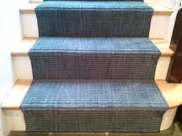blue wool strie carpet on stairs