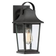 seeded glass outdoor wall light black
