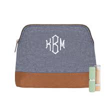 monogrammed chambray cosmetic case