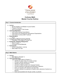 Culinary Math Master Course Outline