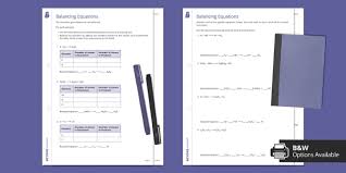 Balancing Equations Worksheet Science