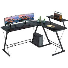 This computer desk has a wide desktop and provides enough office space. Extra Large L Shaped Desk 60 8 L Desk Gaming Computer Corner Desk With Round Corner With Monitor Stand For Gaming Desk Home Office Writing Workstation Black Buy Online In Botswana At Botswana Desertcart Com