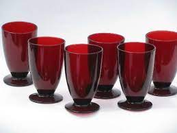 Vintage Royal Ruby Red Glass Set Of