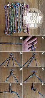 Begin by cutting your embroidery floss into ten pieces (2 per color, each about 32″ long) and grouping them together by color. The Diy Fastest Friendship Bracelet Ever