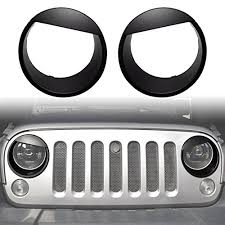 Iparts Black Bezels Front Light Headlight Trim Cover Abs For Jeep Wrangler Accessories Rubicon Sahara Jk 2007 2008 2009 2010 2011 2012 2013 2014 2015 2016 2017 Automotive Light Covers