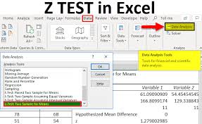 z test in excel formula examples