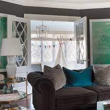 brown and turquoise living room design
