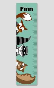 Personalized Forest Animals Growth Chart Vinyl Print