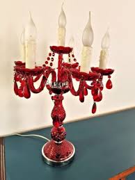 Vintage Table Lamp In Red Murano Glass