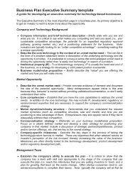 Executive Summary Template For Business Plan Template Business