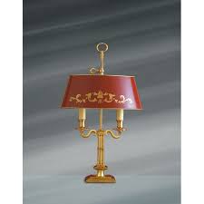 Lucien Gau Directoire table lamp Bouillotte two lights and lampshade 15622