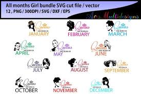 All Months Girl Svg Vector Bundle Eps Png Dxf Jan Etsy Svg Sketch Design Eps