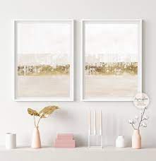 Gold Abstract Painting Pink Wall Art
