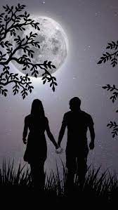 moon couple night love hd