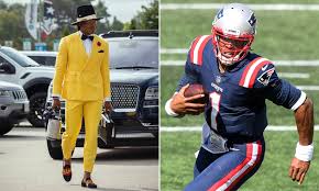 Cam newton's outfit last night was worse than his quarterbacking performance. Cam Newton Arrives In Style As He Helps New England Patriots To Win Over The Miami Dolphins Daily Mail Online