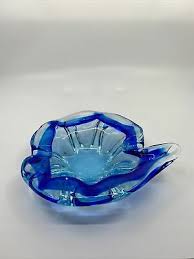 vintage art glass studio cobalt blue