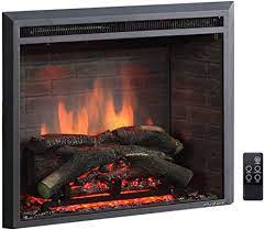 Mobile electric fireplace with mantel in brown (2) model# hw0200150. Amazon Com Puraflame Western Electric Fireplace Insert With Fire Crackling Sound Remote Control 750 1500w Black 25 63 64 Inches Wide 23 3 16 Inches High Home Kitchen