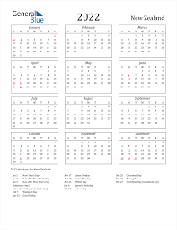 Su m tu w th f sa. 2022 New Zealand Calendar With Holidays